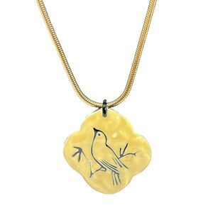 Eisenberg Enamel Bird Necklace Pendant With Chain Vintage Signed Gold Tone Retro